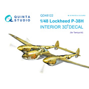 QD48122 Quinta Studio 1/48 3D Декаль интерьера кабины P-38H (для модели Tamiya)