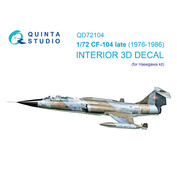 QD72104 Quinta Studio 1/72 3D Декаль интерьера кабины CF-104 late (Hasegawa)