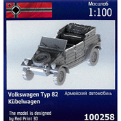 100258 Zebrano 1/100 Немецкий армейский автомобиль Volkswagen Typ 82 Kübelwagen