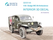 QD35149 Quinta Studio 1/35 3D Декаль интерьера Dodge WC-54 Ambulance (Zvezda)