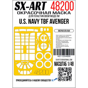 48200 SX-Art 1/48 Окрасочная маска U.S. Navy TBF Avenger (Monogram 5210)