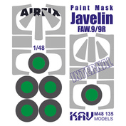 M48 135 KAV models 1/48 Двусторонняя окрасочная маска для моделей Gloster Javelin FAW.9/9R (Airfix)