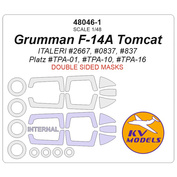 48046-1 KV Models 1/48 Grumman F-14A Tomcat (ITALERI #2667, #0837, #837 / Platz #TPA-01, #TPA-10, #TPA-16) - (двусторонние маски) + маски на диски и колеса