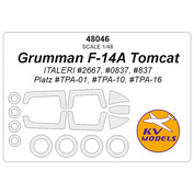 48046 KV Models 1/48 Grumman F-14A Tomcat (ITALERI #2667, #0837, #837 / Platz #TPA-01, #TPA-10, #TPA-16) + маски на диски и колеса