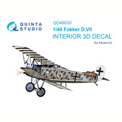QD48630 Quinta Studio 1/48 3D Декаль интерьера кабины Fokker D.VII (Eduard)