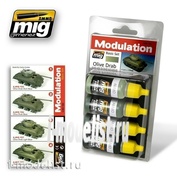 AMIG7003 Ammo Mig Набор акриловых красок Olive Drab Modulation Set / Серо-зеленый