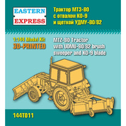 144T011 Восточный экспресс 1/144 Трактор МТЗ-80 с отвалом КО-9 и щёткой УДМУ-80/82