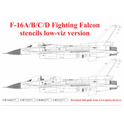 UR32227 UpRise 1/32 Декали для F-16 Fighting Falcon Low-Viz с тех. надписями