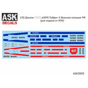ASK35012 All Scale Kits (ASK) Декали для У-63095 Тайфун-У Военная полиция РФ (RPG)