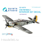 QD48079 Quinta Studio 1/48 3D Декаль интерьера кабины Fw 190A-3 (для модели Eduard)