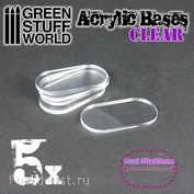 9331 Green Stuff World Акриловое основание, овальное, 50x25 мм - прозрачное / Acrylic Bases - Oval Pill 50x25mm CLEAR