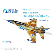 QD32031 Quinta Studio 1/32 3D Декаль интерьера кабины F-16I (для модели Academy)