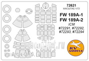 72621 KV Models 1/72 Набор окрасочных масок FW-189A1/A-2   + маски на диски и колеса