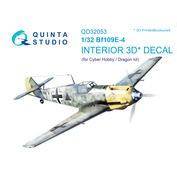 QD32053 Quinta Studio 1/32 3D Декаль интерьера кабины Bf 109E-4 (для модели Cyber-hobby/Dragon)