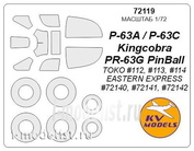 72119 KV Models 1/72 Набор окрасочных масок для остекления модели P-63 Kingcobra / PinBall