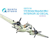 QD72138 Quinta Studio 1/72 3D Декаль интерьера кабины Bristol Beaufort Mk.I (Airfix)