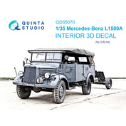 QD35070 Quinta Studio 1/35 3D Декаль интерьера кабины Mercedes-Benz L1500A (ICM)
