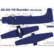 UR48151 UpRise 1/48 Декаль для AD-6 (A-1H) Skyraider, тех. надписи (белые)