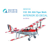 QD32124 Quinta Studio 1/32 3D Декаль интерьера кабины DH 82A Tiger Moth (ICM)