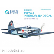QD32007 Quinta Studio 3D Decal 1/32 of the interior cabin of the Yak-3 (for model Special Hobby)