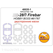 48035-1 KV Models 1/48 Yakovlev-28П Firebar (HOBBY BOSS #81767) - (Двусторонние маски) + маски на диски и колеса
