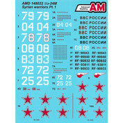 AMD148022 Advanced Modeling 1/48 Decals for Sukhoi-24M from the Russian Aerospace Forces Aviation Group in Syria, Khmeimim Airfield