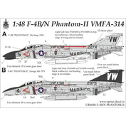UR4840 Sunrise 1/48 Decal for F-4B/N Phantom-II VMFA-314