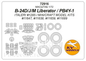 72916 KV Models 1/72 Маска для B-24D/J/M Liberator / PB4Y-1 + маски на диски и колеса