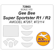 72903 KV Models 1/72 Маска окрасочная для Gee Bee Super Sportster R1 / R2 + маски на диски и колеса