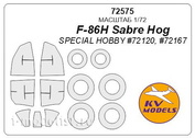 72575 KV Models 1/72 Набор окрасочных масок для остекления модели F-86H Sabre Hog + маски на диски и колеса