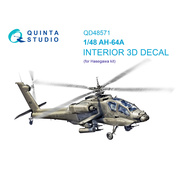 QD48571 Quinta Studio 1/48 3D Декаль интерьера кабины AH-64A (Hasegawa)