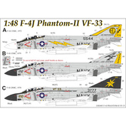URS485 UpRise 1/48 Декали для F-4J Phantom-II VF-33, без тех. надписей