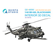 QD+48590 Quinta Studio 1/48 3D Декаль интерьера кабины MH-60L Blackhawk (ICM) (с 3D-печатными деталями)