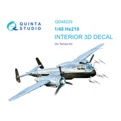 QD48229 Quinta Studio 1/48 3D Декаль интерьера кабины He 219 (Tamiya)