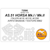 72586 KV Models 1/72 AS.51 HORSA Mk.I / Mk.II (ITALERI #116, #1116, #1356 / AIRFIX #A05036 / Testors #862) + маски на диски и колеса