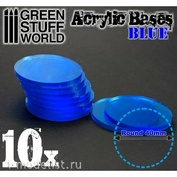 9296 Green Stuff World Acrylic Base, Round, 40 mm-clear blue / Acrylic Bases-Round 40 mm CLEAR BLUE