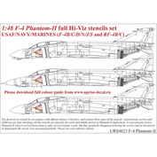 URS4823 Sunrise 1/48 Decals for F-4B/N/J/S/C/D & RF-4C/B Phantom-II full stencils and insignia