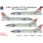 UR72232 UpRise 1/72 Декали для F-8E Crusader VF-211 Checkmates Pt.2 FFA (удаляемая лаковая подложка)