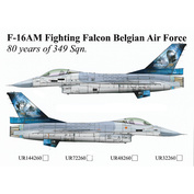 UR72260 UpRise 1/72 Декаль для F-16AM Fighting Falcon Belgian Air Force 80 Years of 349 sqn