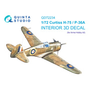 QD72234 Quinta Studio 1/72 3D Декаль интерьера кабины Curtiss H-75 Hawk/P-36A (Arma Hobby)