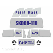 M43 025 KAV Models 1/35 Paint mask for glazing SKODA-110 + headlight reflectors