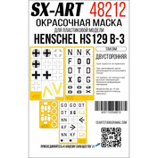 48212 SX-Art 1/48 Окрасочная маска Henschel Hs129 B-3 (Takom) двусторонняя + опознавательные знаки