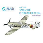 QD72090 Quinta Studio 1/72 3D Декаль интерьера кабины Fw 190D (IBG models)