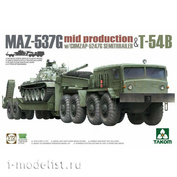 5013 Takom 1/72 Tractor M@3-537G with a semi-trailer and a T-54B tank
