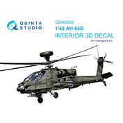 QD48362 Quinta Studio 1/48 3D Декаль интерьера кабины AH-64D (Hasegawa)
