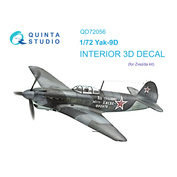 QD72056 Quinta Studio 1/72 3D Decal interior cabin Yak-9D (Zvezda)