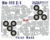 M48 039 KAV Models 1/48 Paint mask for glazing the He-111Z-1 (ICM)