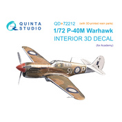 QD+72212 Quinta Studio 1/72 3D Декаль интерьера кабины P-40M Warhawk (Academy) (с 3D-печатными деталями)