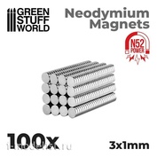 9263 Green Stuff World Неодимовые магниты 3 x 1 мм (100 шт.) (N52) / Neodymium Magnets 3x1mm - 100 units (N52)