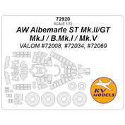 72920 KV Models 1/72 AW Albemarle ST Mk.II/GT Mk.I / B.Mk.I / Mk.V (VALOM #72008, #72034, #72069) + маски на диски и колеса